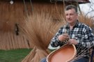 The weaving of a wicker tray