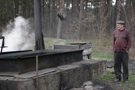 The process of boiling willow in a traditional oven